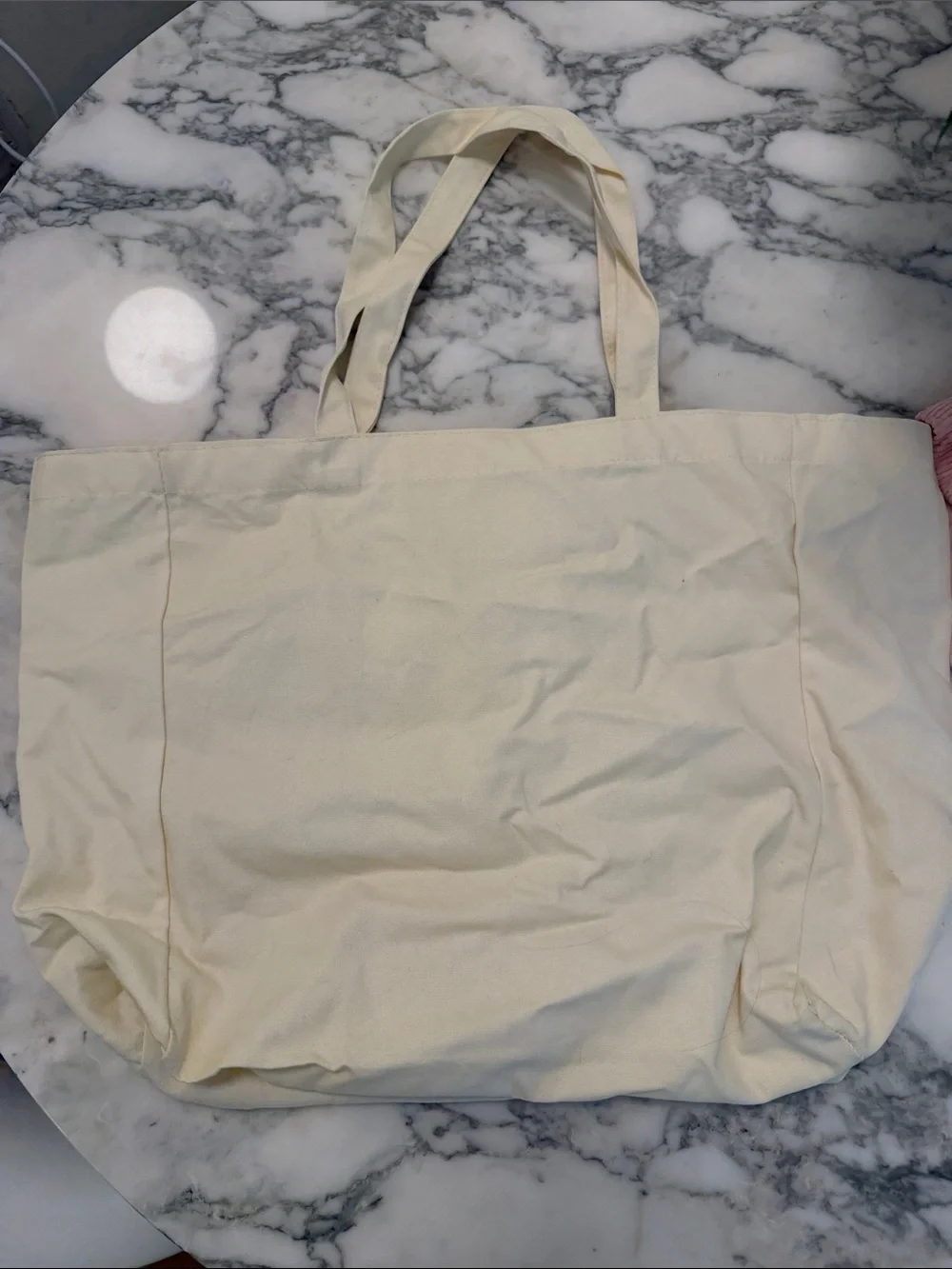 Cream Canvas Tote Bag with Colorful Can Print